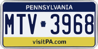 PA license plate MTV3968