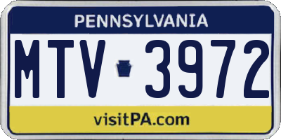 PA license plate MTV3972