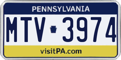 PA license plate MTV3974