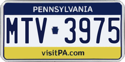 PA license plate MTV3975