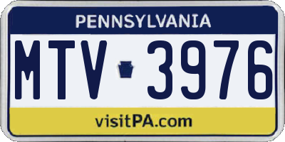 PA license plate MTV3976