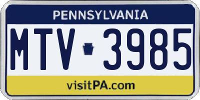 PA license plate MTV3985