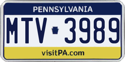 PA license plate MTV3989