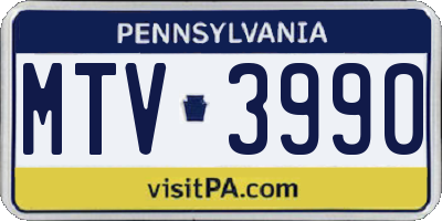PA license plate MTV3990