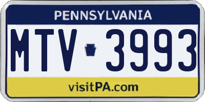 PA license plate MTV3993