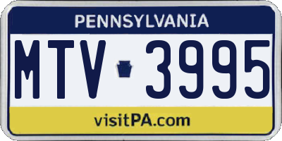 PA license plate MTV3995