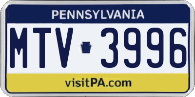 PA license plate MTV3996