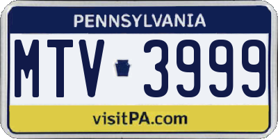 PA license plate MTV3999