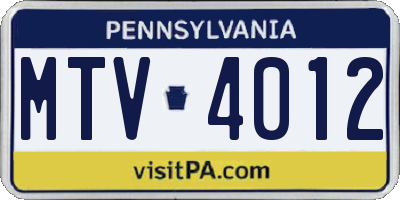 PA license plate MTV4012