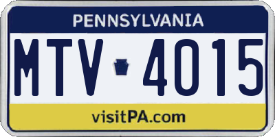 PA license plate MTV4015