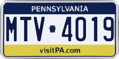 PA license plate MTV4019