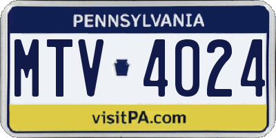 PA license plate MTV4024