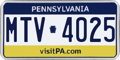 PA license plate MTV4025