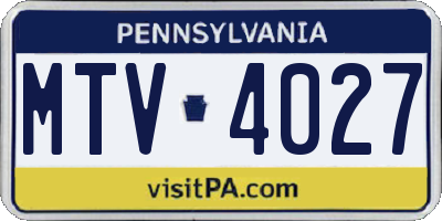 PA license plate MTV4027