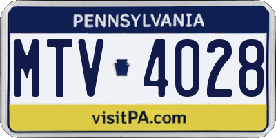 PA license plate MTV4028
