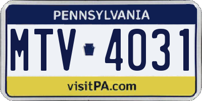 PA license plate MTV4031