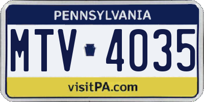 PA license plate MTV4035
