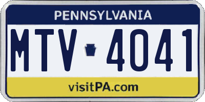 PA license plate MTV4041