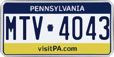 PA license plate MTV4043