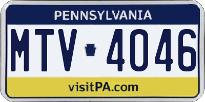 PA license plate MTV4046