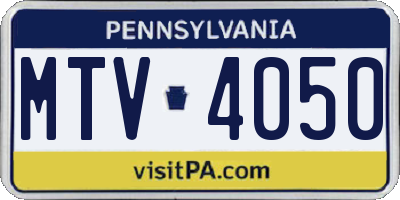 PA license plate MTV4050