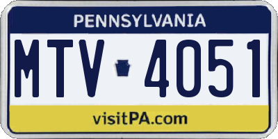 PA license plate MTV4051