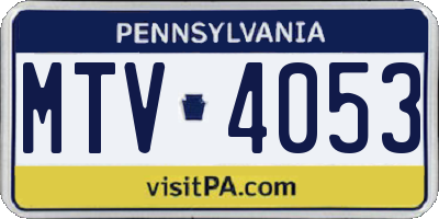 PA license plate MTV4053