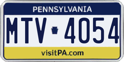 PA license plate MTV4054