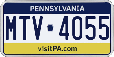 PA license plate MTV4055