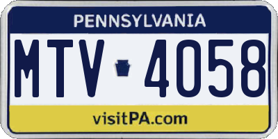 PA license plate MTV4058