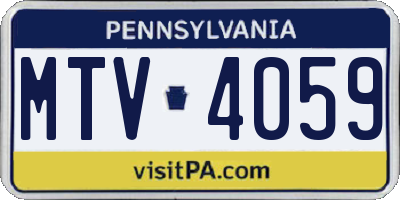 PA license plate MTV4059