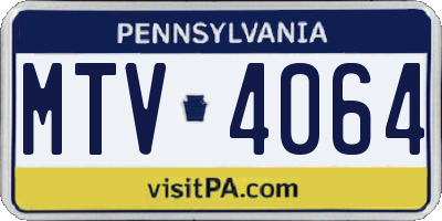 PA license plate MTV4064