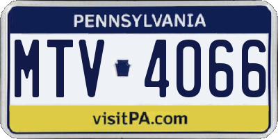 PA license plate MTV4066