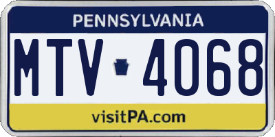 PA license plate MTV4068