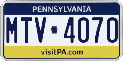 PA license plate MTV4070