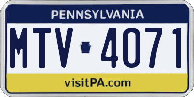PA license plate MTV4071