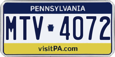 PA license plate MTV4072