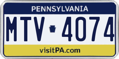 PA license plate MTV4074