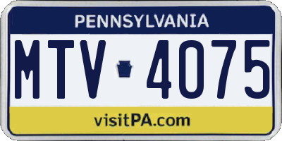 PA license plate MTV4075