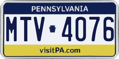 PA license plate MTV4076