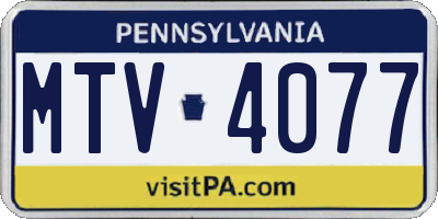 PA license plate MTV4077