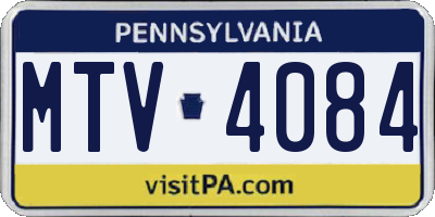 PA license plate MTV4084