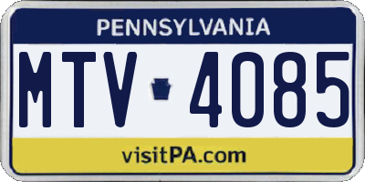 PA license plate MTV4085