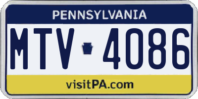 PA license plate MTV4086