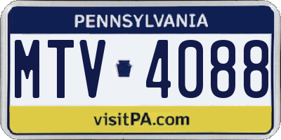 PA license plate MTV4088
