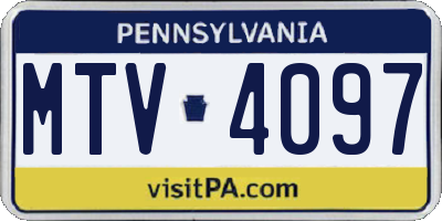 PA license plate MTV4097