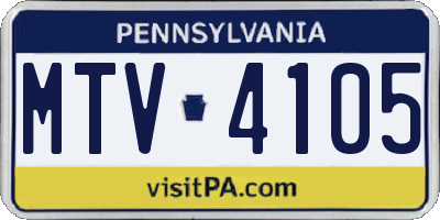 PA license plate MTV4105