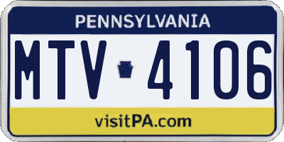 PA license plate MTV4106