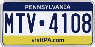 PA license plate MTV4108