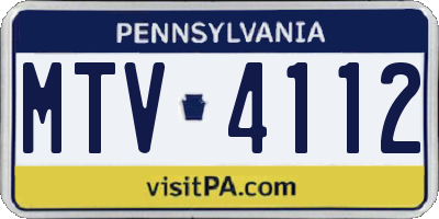 PA license plate MTV4112